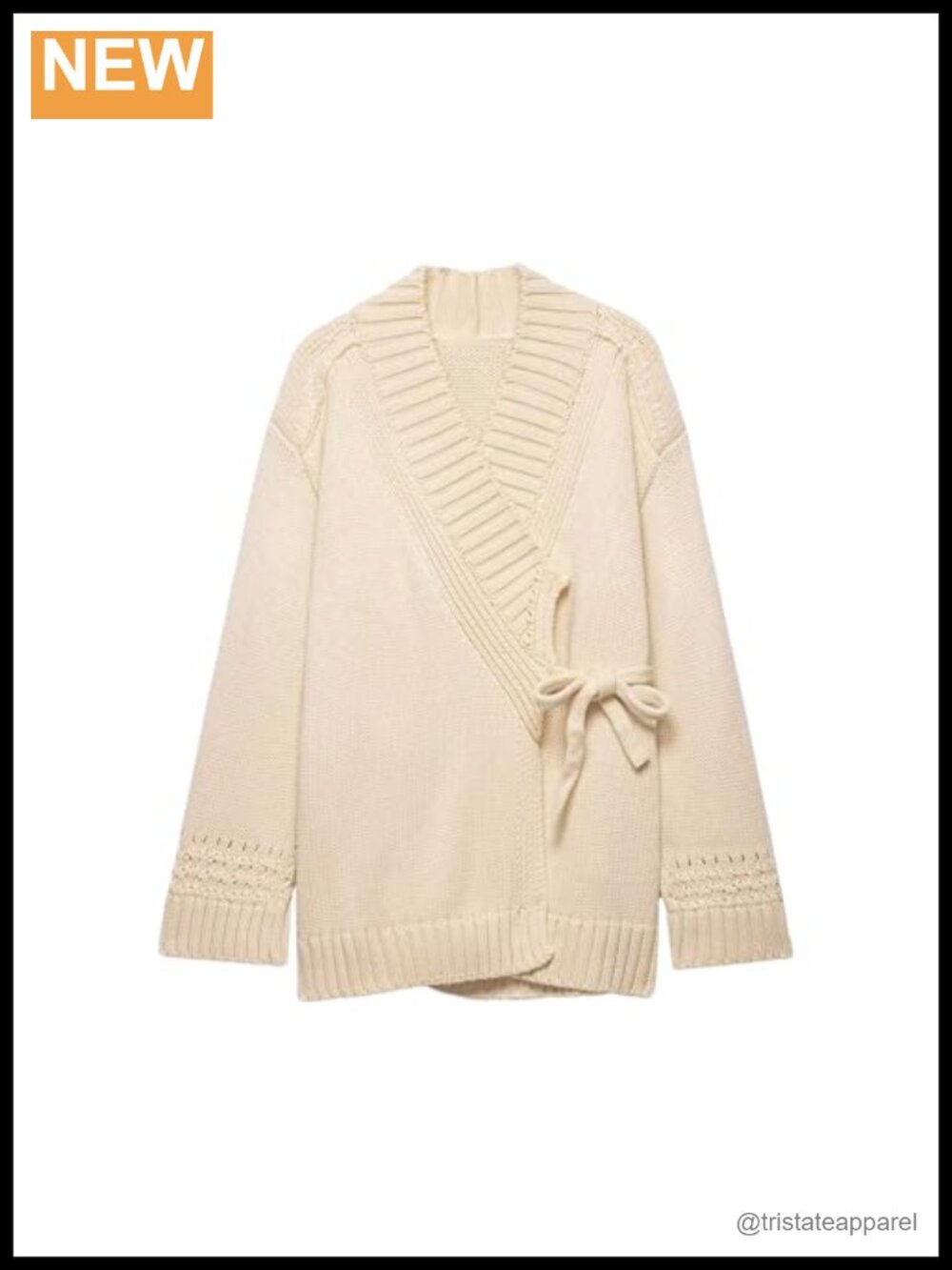 Oversized Cable Knit Kimono Cardigan Tie Front V Neck Long Sleeve Wrap Sweater